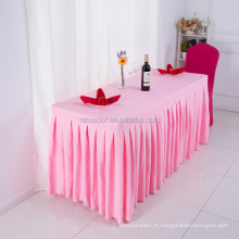 jupe de table en satin blanche, plinthe de table en polyester, jupe de table de mariage